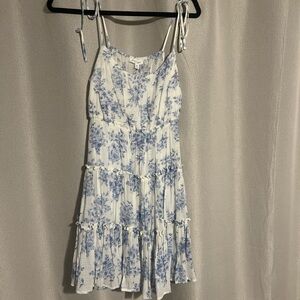 Floral Blue and White Dress